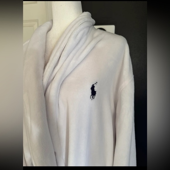 Polo Ralph Lauren Men's Sleepwear Soft Kimono Velour Robe White 
Size Large/XL - Picture 6 of 12